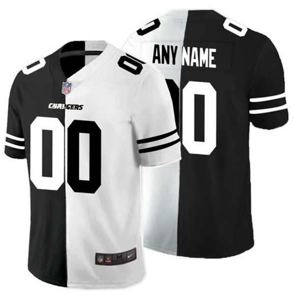 Men's Los Angeles Chargers ACTIVE PLAYER Custom Black White Split Limited Stitched Jersey